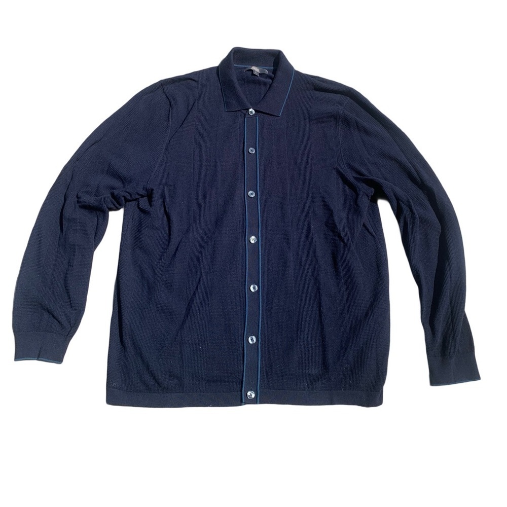 M&S Men’s Navy Knit Button-Up Cardigan Sweater XL